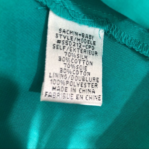 Anthropologie Sachin + Babi Teal Flocked Speckle Dress Silk Polka Dot Size 6 - Picture 7 of 9